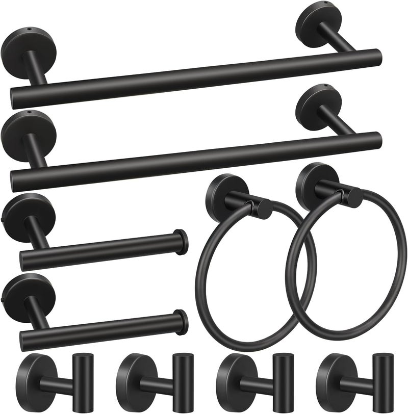 Ruby Q 10pcs Bathroom Hardware Set, Including 16" Hand Towel Bars, Toilet Paper Holders, Towel Rings, Robe Towel Hooks - Image 1